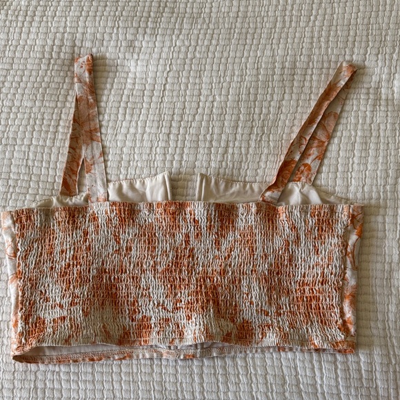 Orange Floral Women's Crop Top - Picture 3 of 7